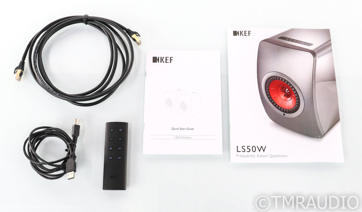 KEF LS50 Wireless Bookshelf Speakers; LS-50 W; Gloss Black Pair; Remote