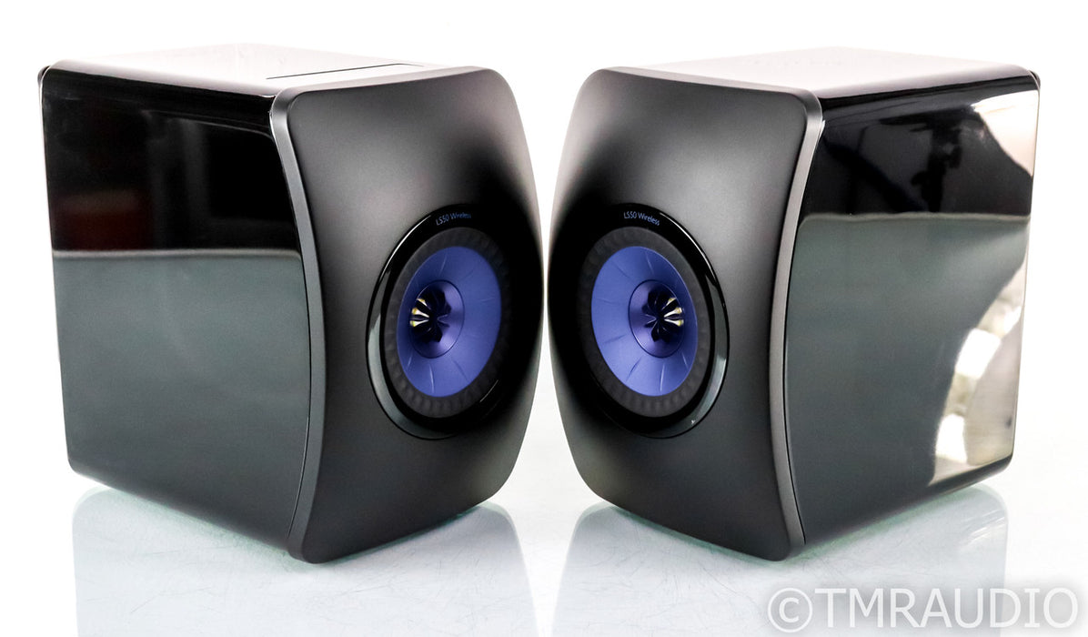 KEF LS50 Wireless Bookshelf Speakers; LS-50 W; Gloss Black Pair; Remote
