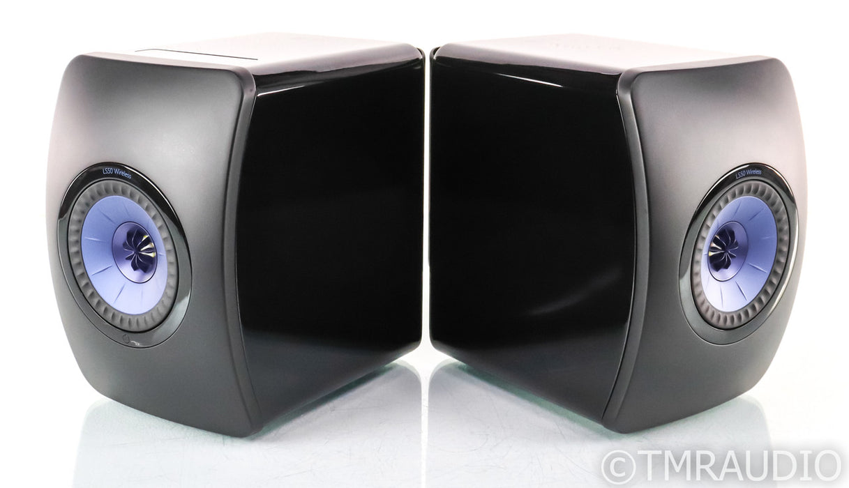 KEF LS50 Wireless Bookshelf Speakers; LS-50 W; Gloss Black Pair; Remote