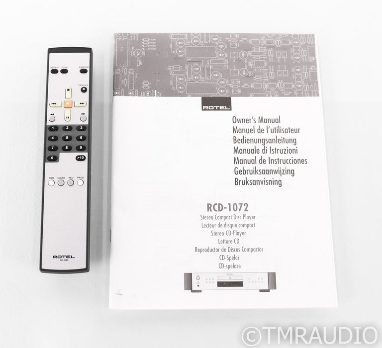 Rotel RCD-1072 CD Player; RCD1072; Remote; HDCD; Silver