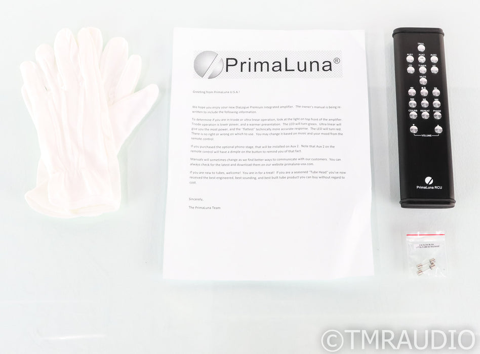 PrimaLuna Dialogue Premium Stereo Tube Integrated Amplifier; Remote