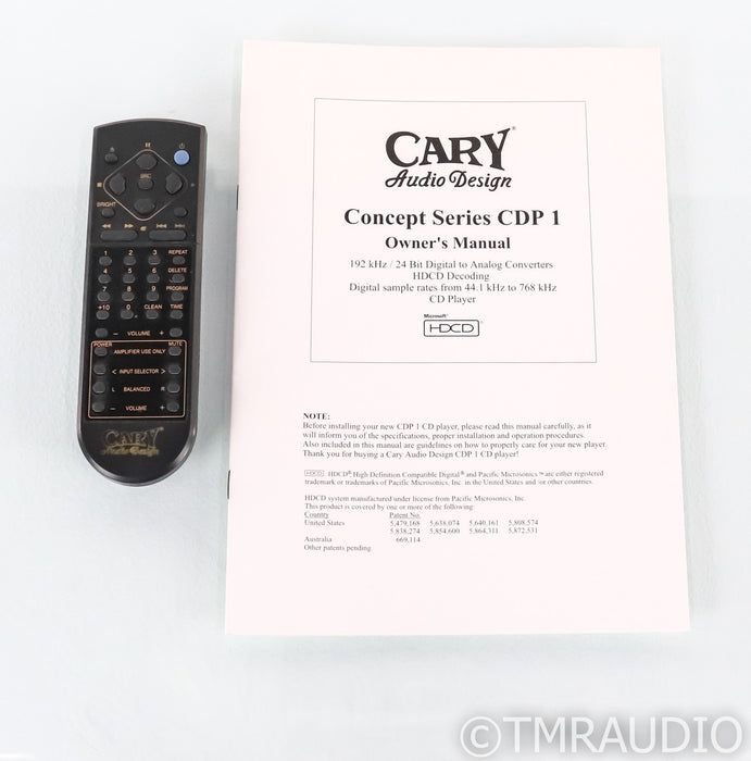 Cary Audio CDP 1 HDCD / CD Player; CDP-1; Concept Series; Remote