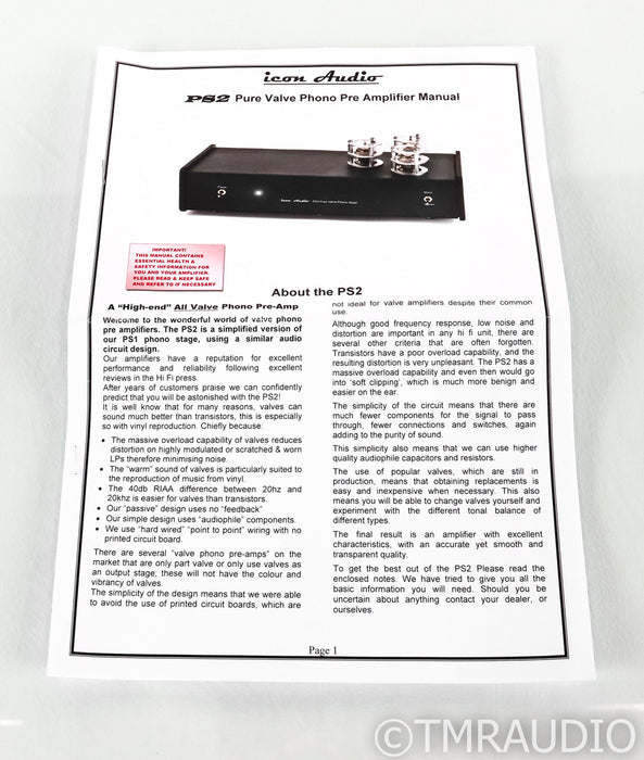 Icon Audio PS2 MM Tube Phono Preamplifier; Black; Gold Lion Tubes