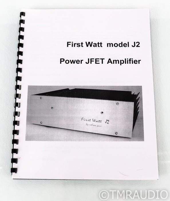 First Watt J2 Stereo Power Amplifier; J-2; Nelson Pass; JFET