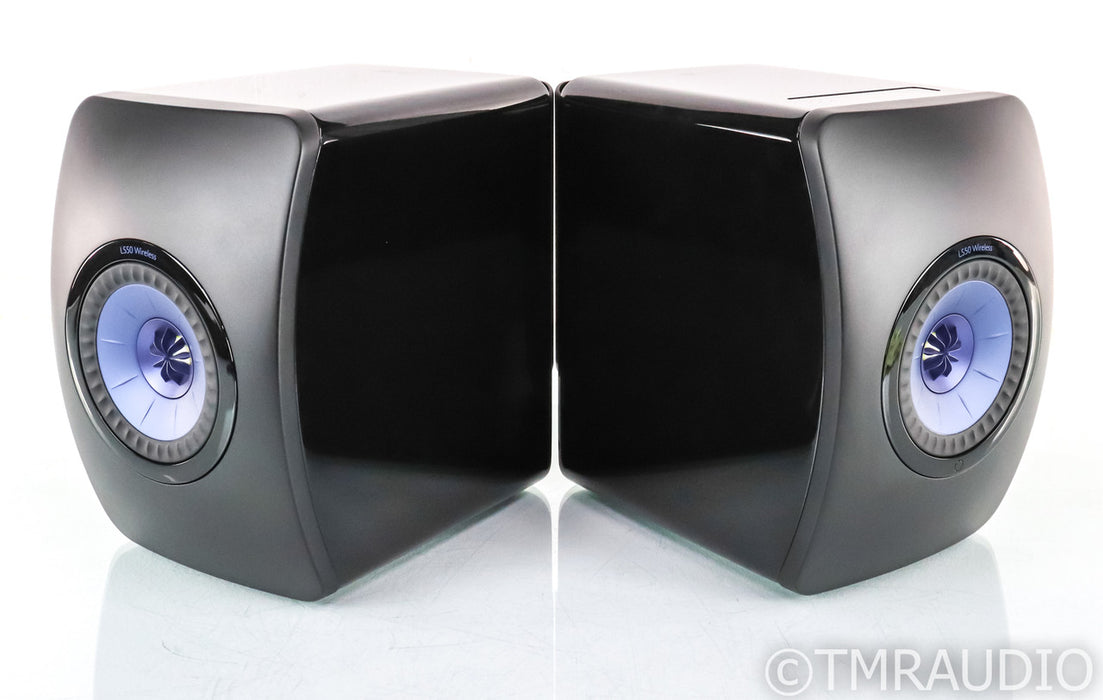 KEF LS50W Wireless Bookshelf Speakers; LS-50W Gloss Black/Blue