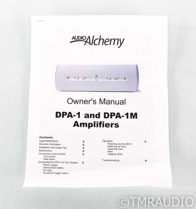 Audio Alchemy DPA-1M Mono Power Amplifier