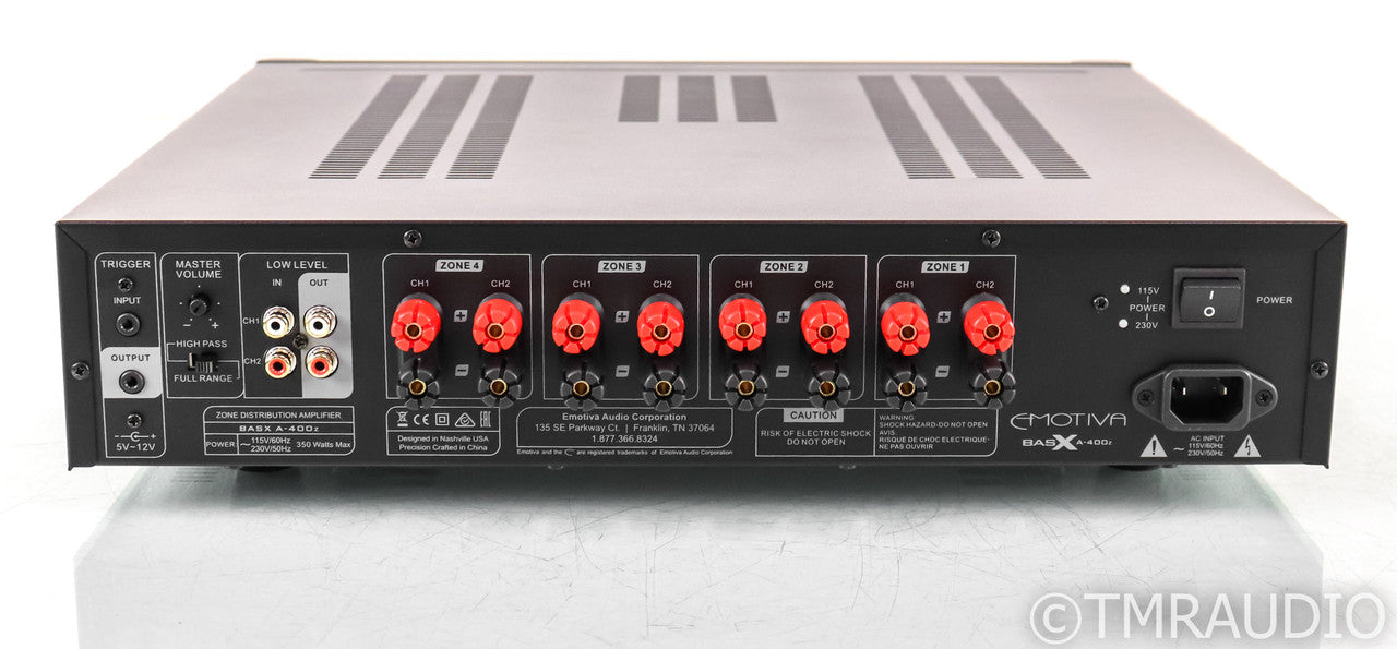 Emotiva BasX A-400z Four Zone Stereo Power Amplifier; A400z