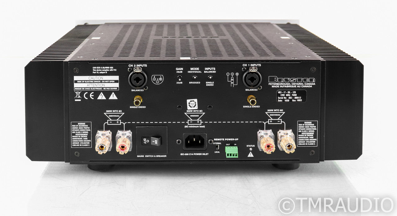 Bryston 4B3 Stereo Power Amplifier; 4B Cubed; 17"; Silver