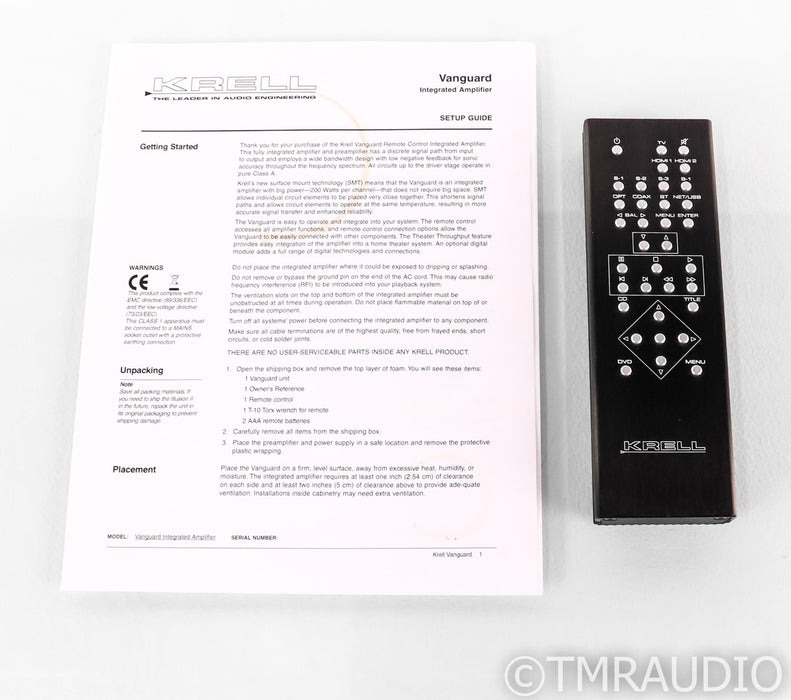 Krell Vanguard Stereo Integrated Amplifier; Remote