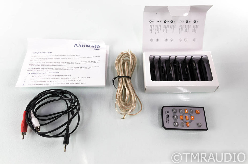 AktiMate Mini Powered Bookshelf Speakers; Red Pair; iPod Dock; Remote