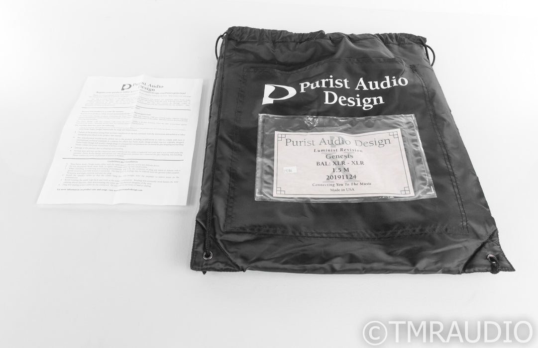 Purist Audio Genesis XLR Cables Luminist Revision; 1.5m Pair Interconnects
