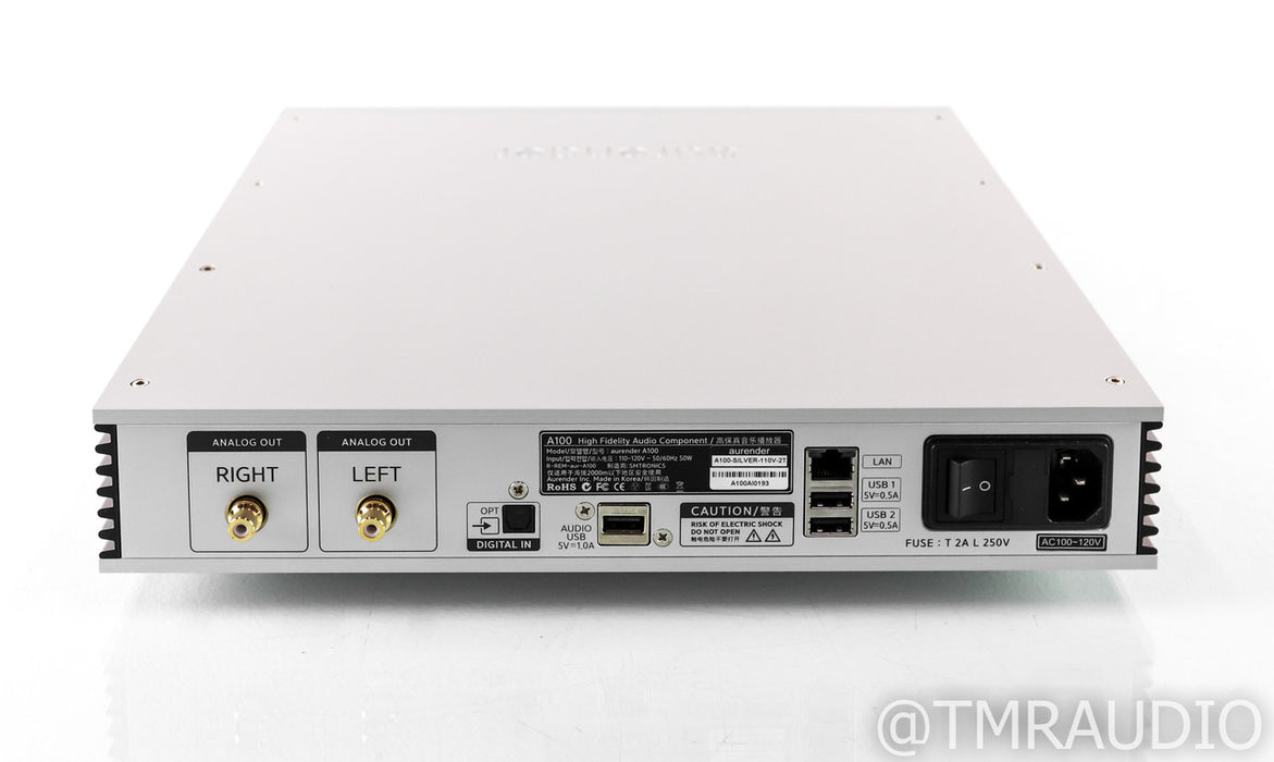 Aurender A100 Network Streamer; Silver; Remote; 4TB; Upgraded Aluminum Remote