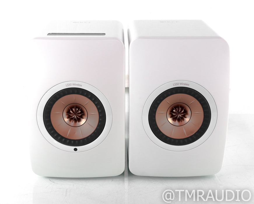 KEF LS50 Wireless Powered Bookshelf Speakers; LS50W; White/Copper Pair