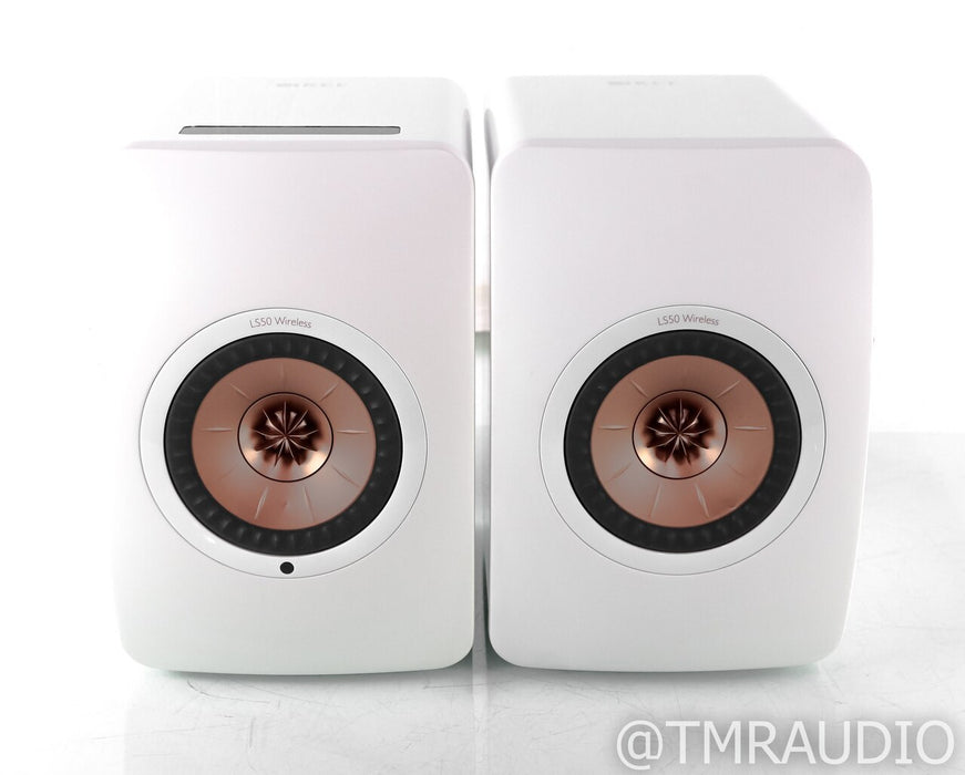 KEF LS50 Wireless Powered Bookshelf Speakers; LS50W; White/Copper Pair