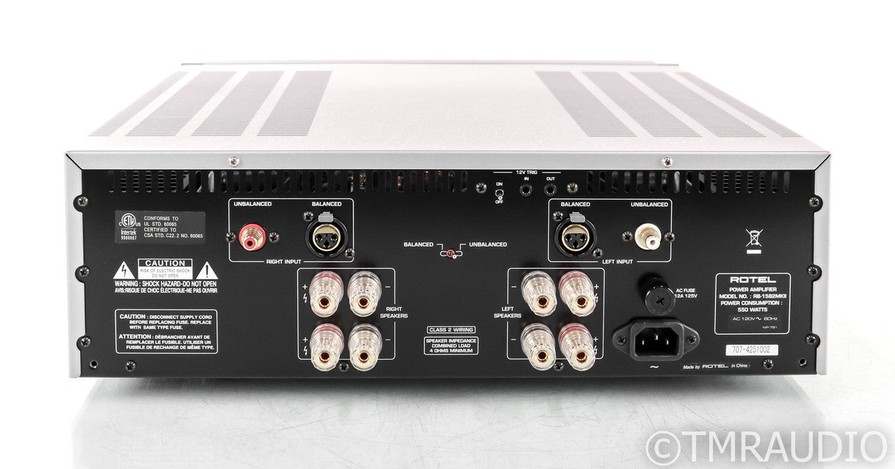 Rotel RB-1582MkII Stereo Power Amplifier; RB1582 Mk 2; Silver