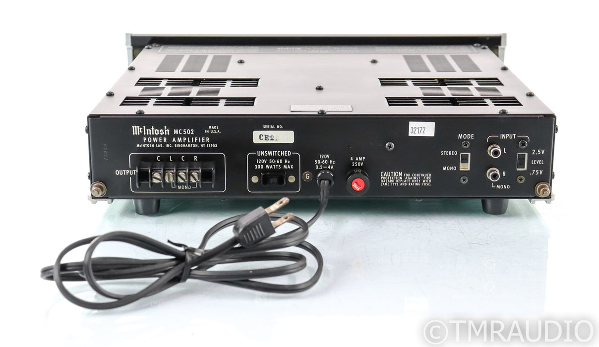 McIntosh MC502 Vintage Stereo Power Amplifier; MC-502 - RARE