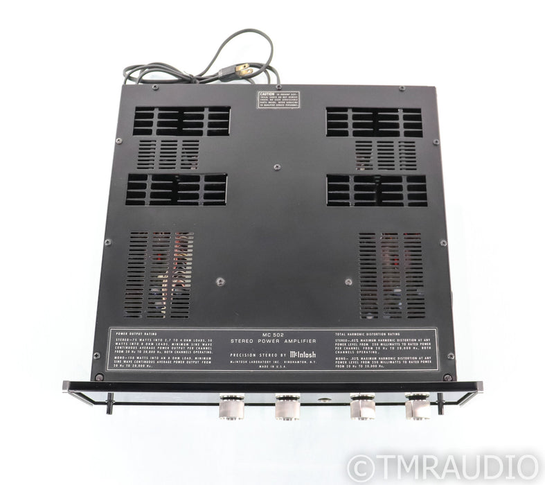 McIntosh MC502 Vintage Stereo Power Amplifier; MC-502 - RARE