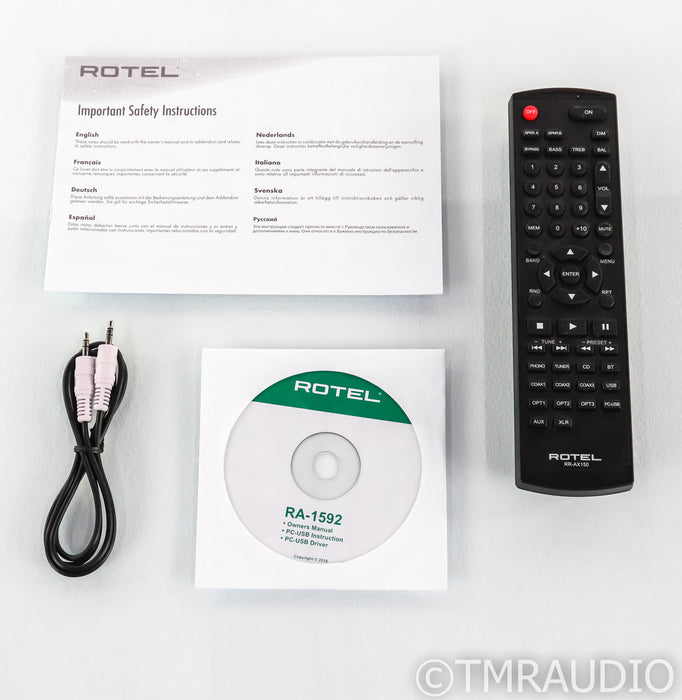 Rotel RA-1592 Stereo Integrated Amplifier; RA1592; Remote; MM Phono