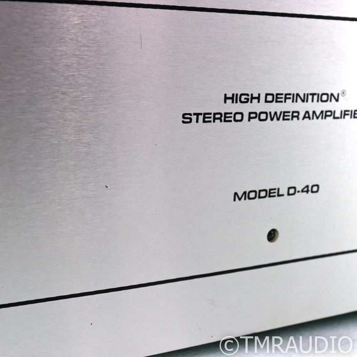 Audio Research D40 Vintage Stereo Tube Power Amplifier; D-40; Silver