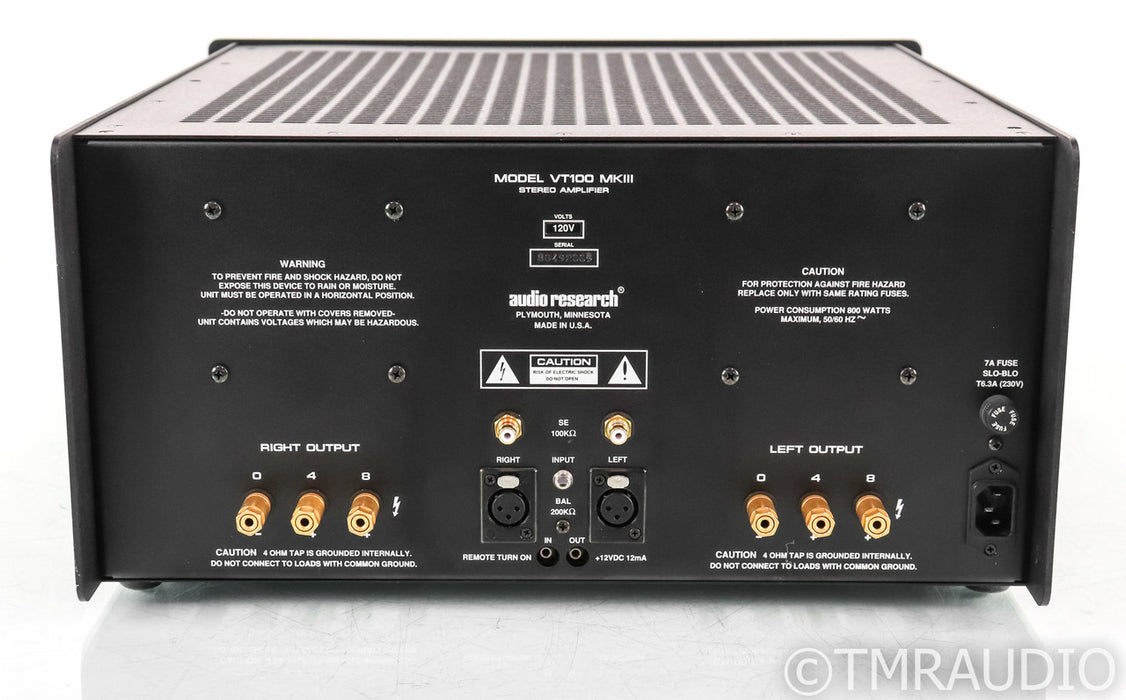 Audio Research VT100 Mk III Stereo Tube Power Amplifier; Black; VT-100