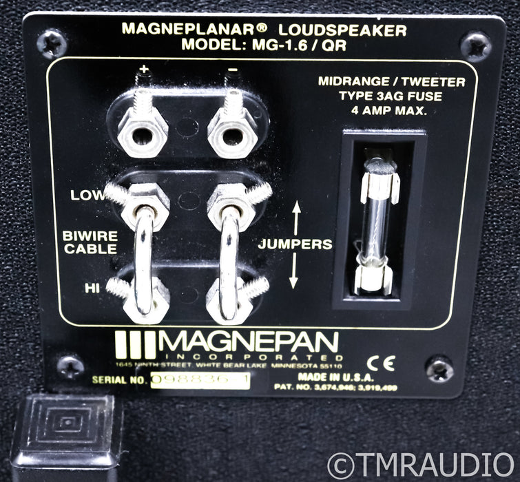 Magnepan MG-1.6/QR Magnetic Planar Floorstanding Speakers; Black and Mahogany Pair