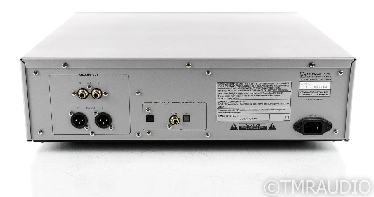 Luxman D-05 SACD / CD Player; Transport; D05; Remote; U.S. Version