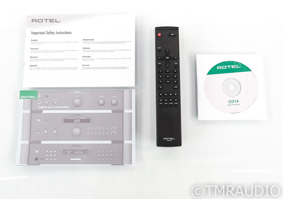 Rotel CD14 CD Player; CD-14; Silver; Remote