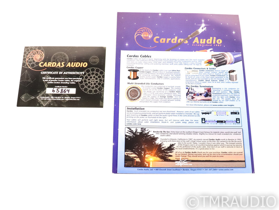 Cardas Audio Cygnus XLR Cables; 1ft Pair Balanced Interconnects
