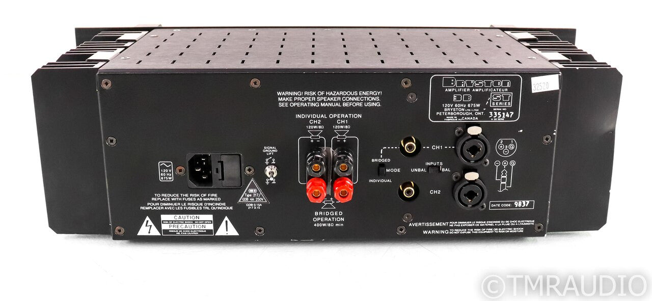 Bryston 3B-ST Stereo Power Amplifier; 3BST; Black; 19" (No Feet) (1/2)