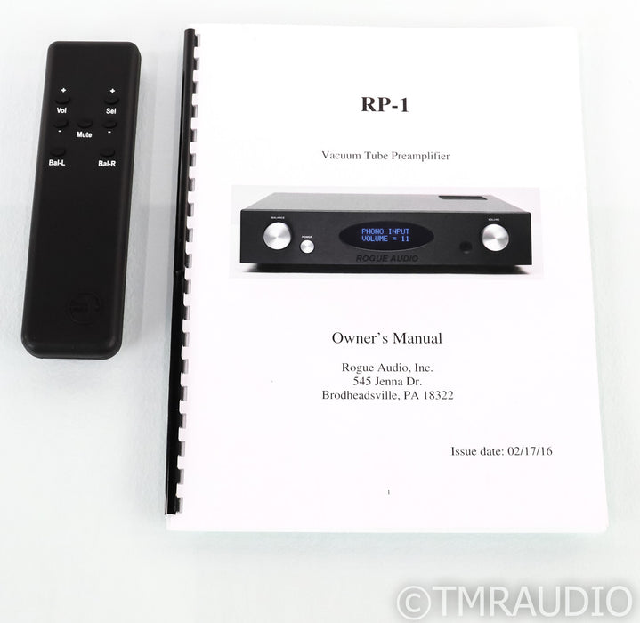 Rogue Audio RP-1 Stereo Tube Preamplifier; RP1; Remote; MM / MC Phono