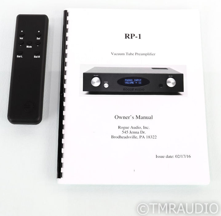 Rogue Audio RP-1 Stereo Tube Preamplifier; RP1; Remote; MM / MC Phono