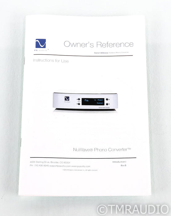 PS Audio NuWave Phono MM / MC Phono Preamplifier; A/D Converter; Black