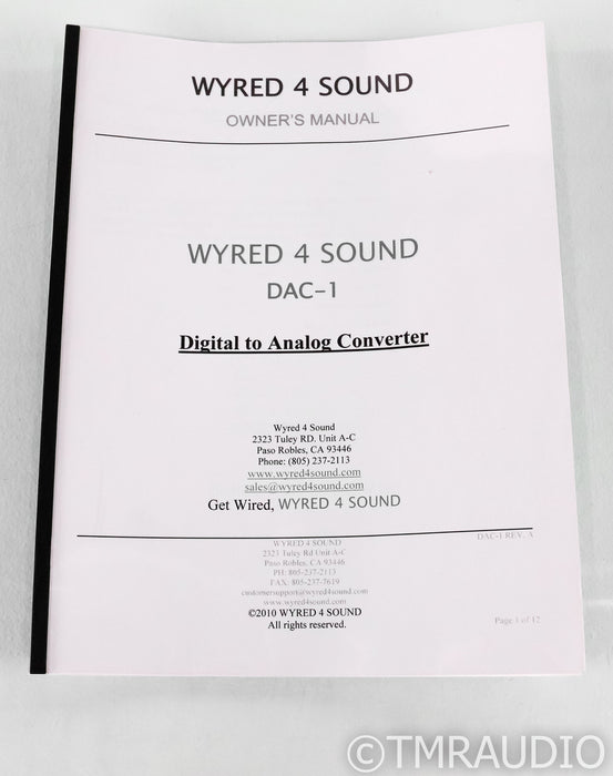 Wyred 4 Sound DAC-1 DAC; D/A Converter; Silver; AS-IS (Dim Display)