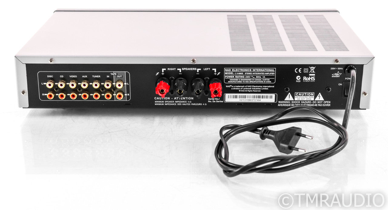 NAD C 316BEE Stereo Integrated Amplifier; C316-BEE; Silver, Remote; 230V