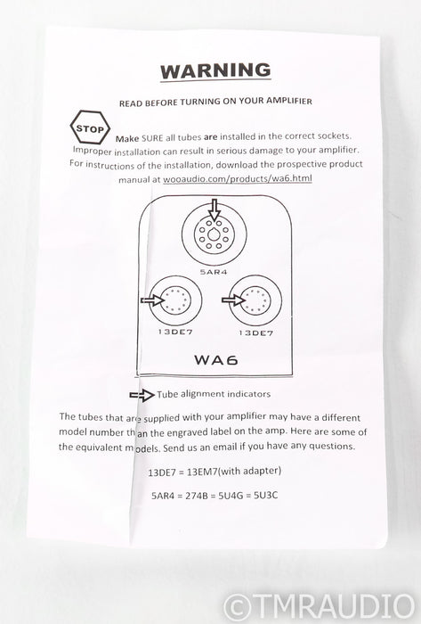 Woo Audio WA6 Tube Headphone Amplifier; WA-6; Silver