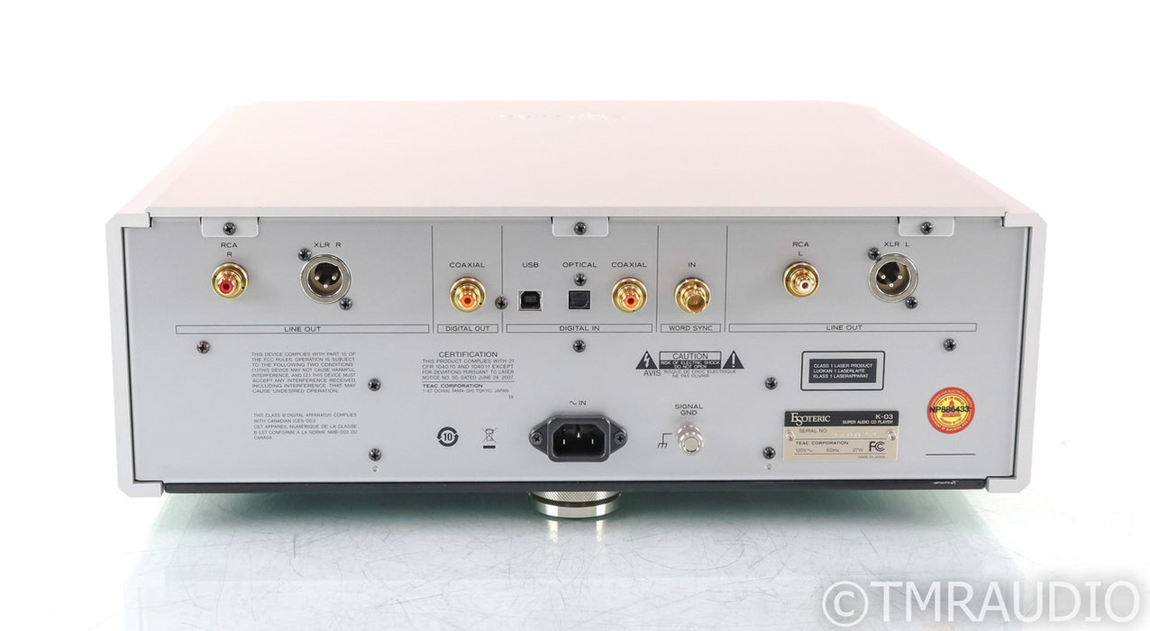 Esoteric K-03 SACD / CD Player; K03; D/A Converter; Silver; Remote