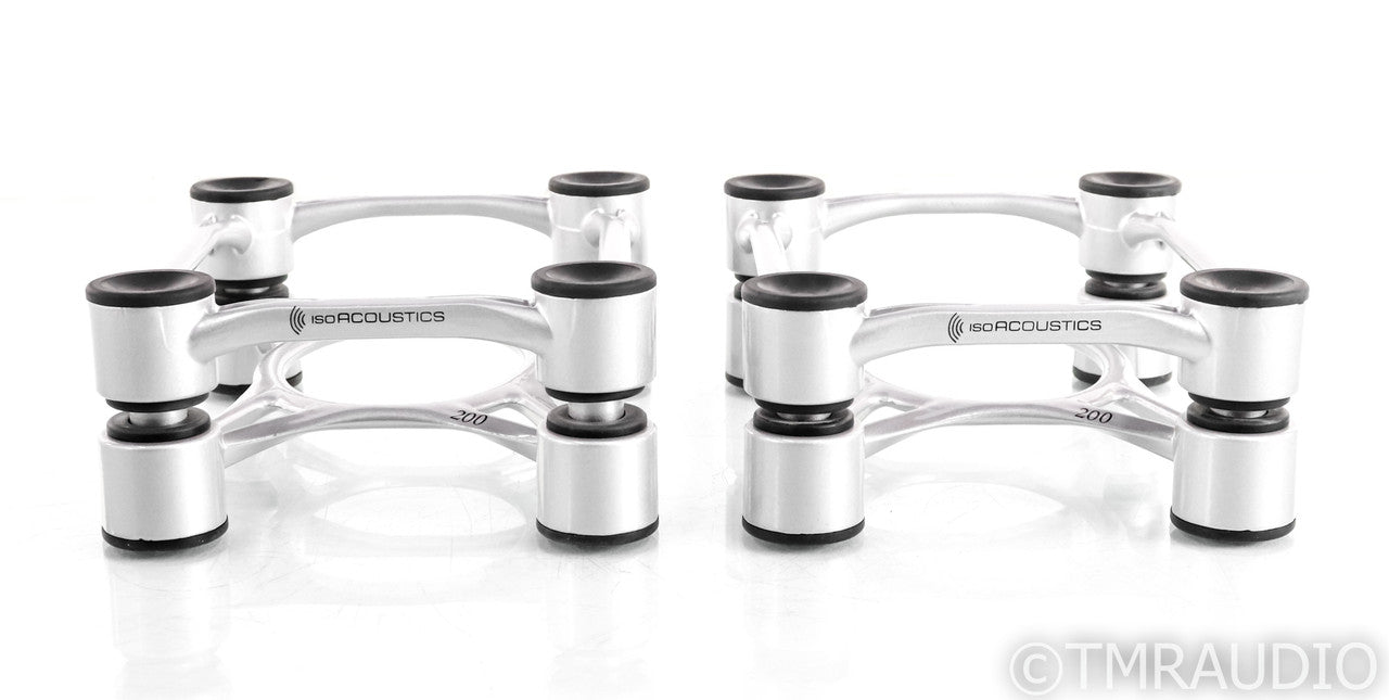 IsoAcoustics Aperta 200 Bookshelf Speaker Isolation Stands; Silver Pair