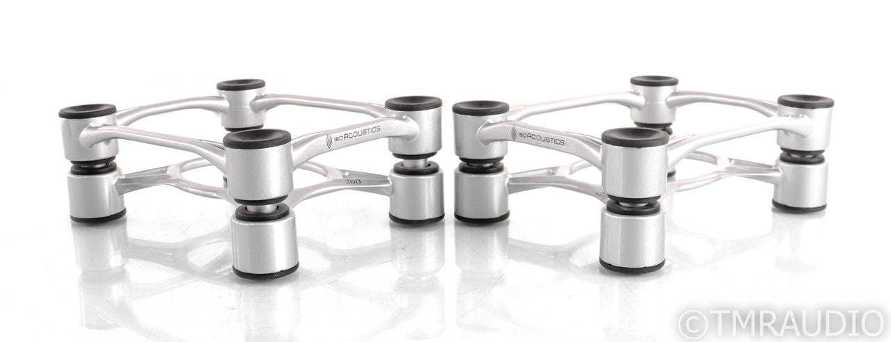 IsoAcoustics Aperta 200 Bookshelf Speaker Isolation Stands; Silver Pair