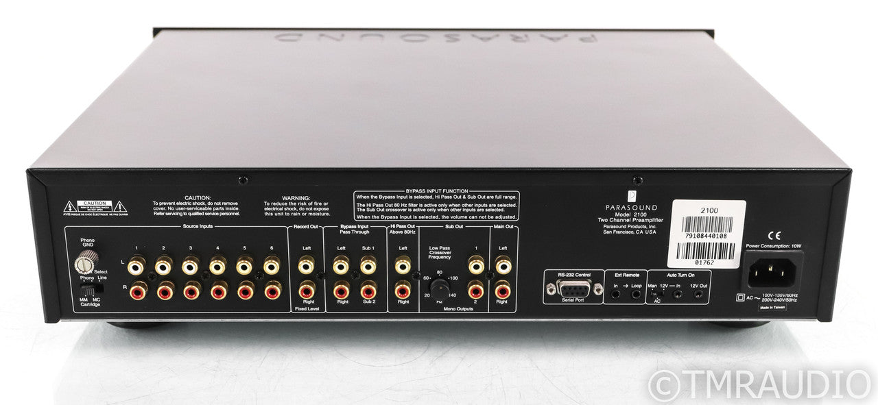 Parasound NewClassic Model 2100 2.1 Channel Preamplifier; MM / MC Phono; Black
