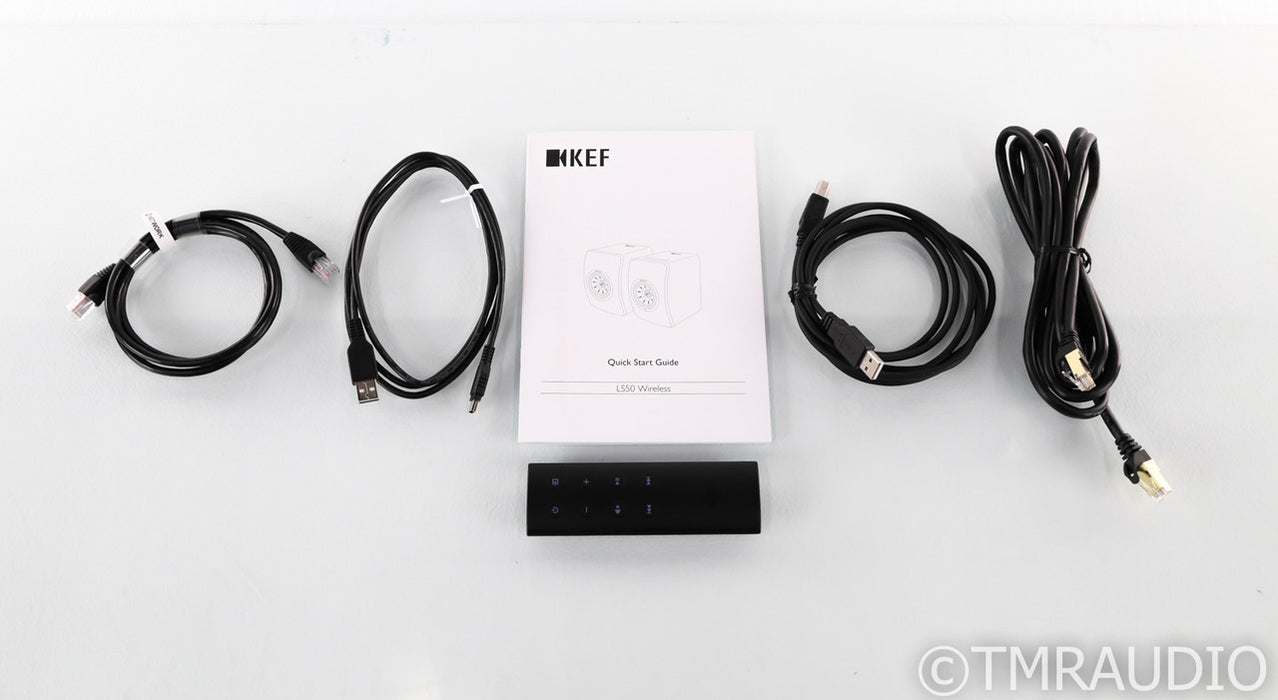 KEF LS50W Wireless Powered Bookshelf Speakers; Black/Blue; Remote