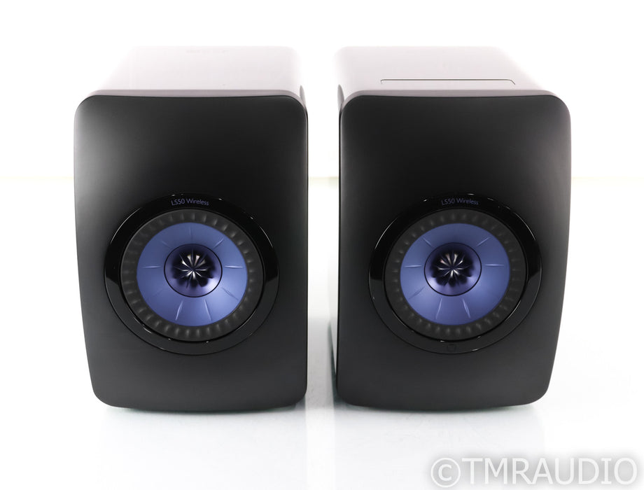 KEF LS50W Wireless Powered Bookshelf Speakers; Black/Blue; Remote