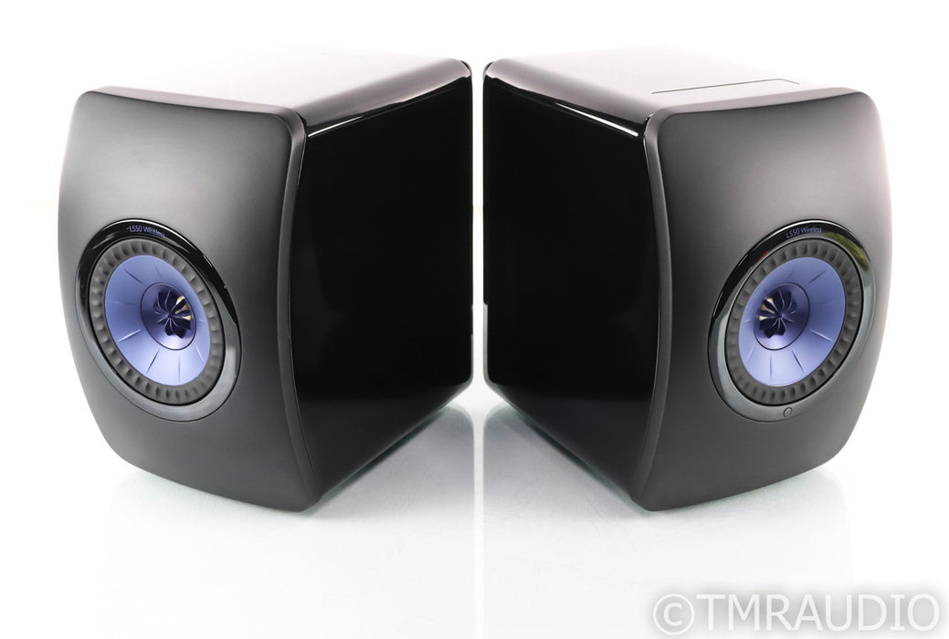 KEF LS50W Wireless Powered Bookshelf Speakers; Black/Blue; Remote