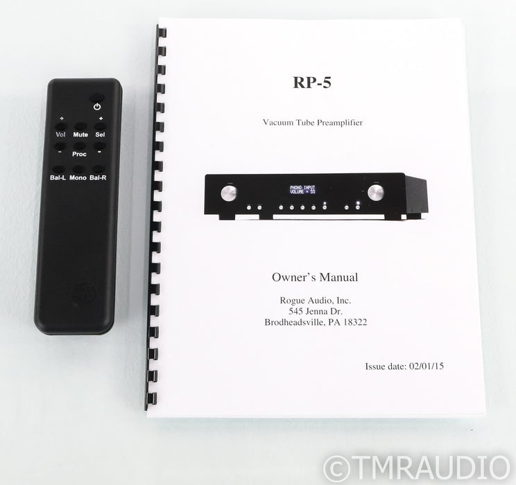 Rogue Audio RP-5 Stereo Tube Preamplifier; RP5; MM / MC Phono; Black; Remote
