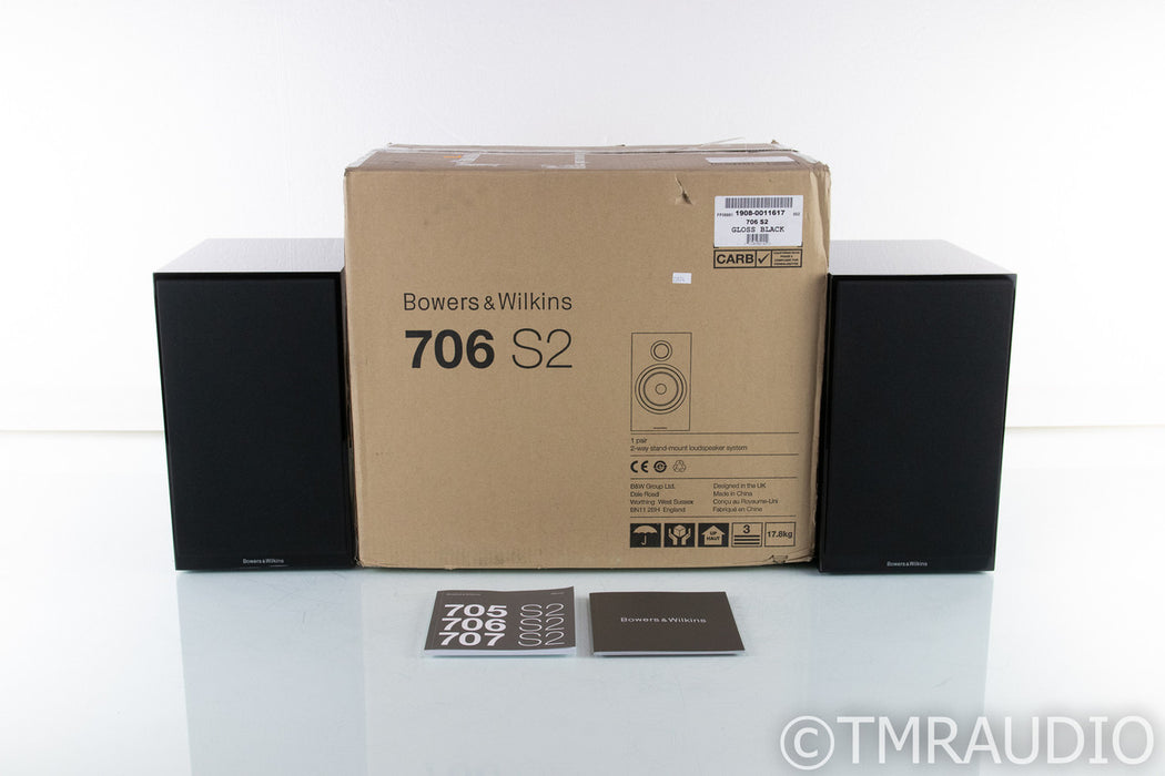 B&W 706 S2 Bookshelf Speakers; Gloss Black Pair; 706S2