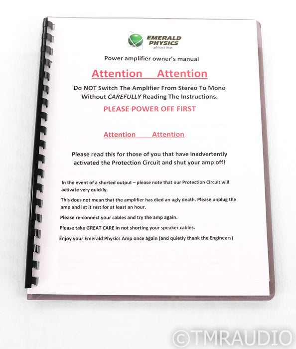 Emerald Physics EP-100.2 SE Stereo Power Amplifier; Black