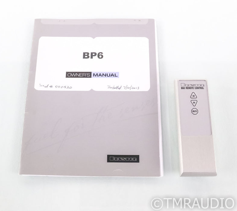 Bryston BP6 Stereo Preamplifier; BP-6; Remote