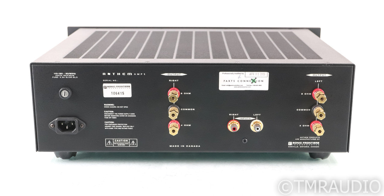 Anthem Amp 1 SE Stereo Tube Power Amplifier; Black; Upgraded by Parts Connexion