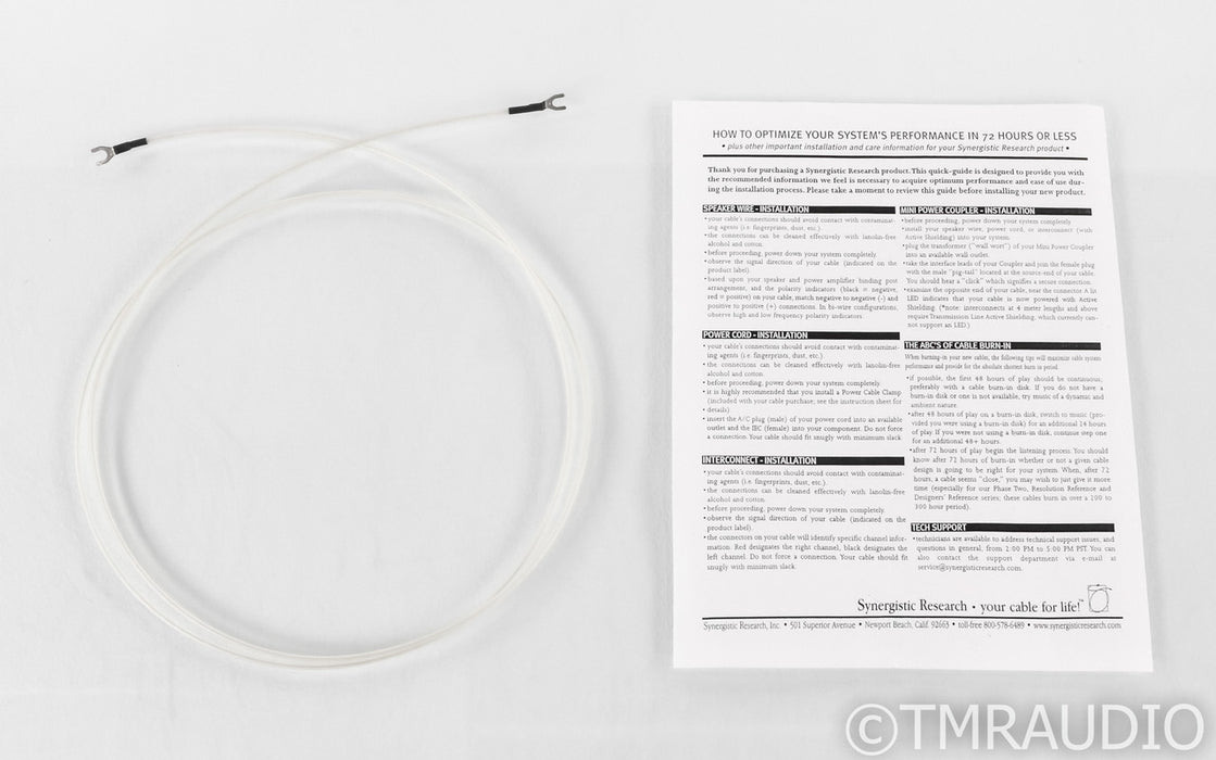 Synergistic Research Analog Phase II RCA Cables; 1m Pair; Grounding Wire