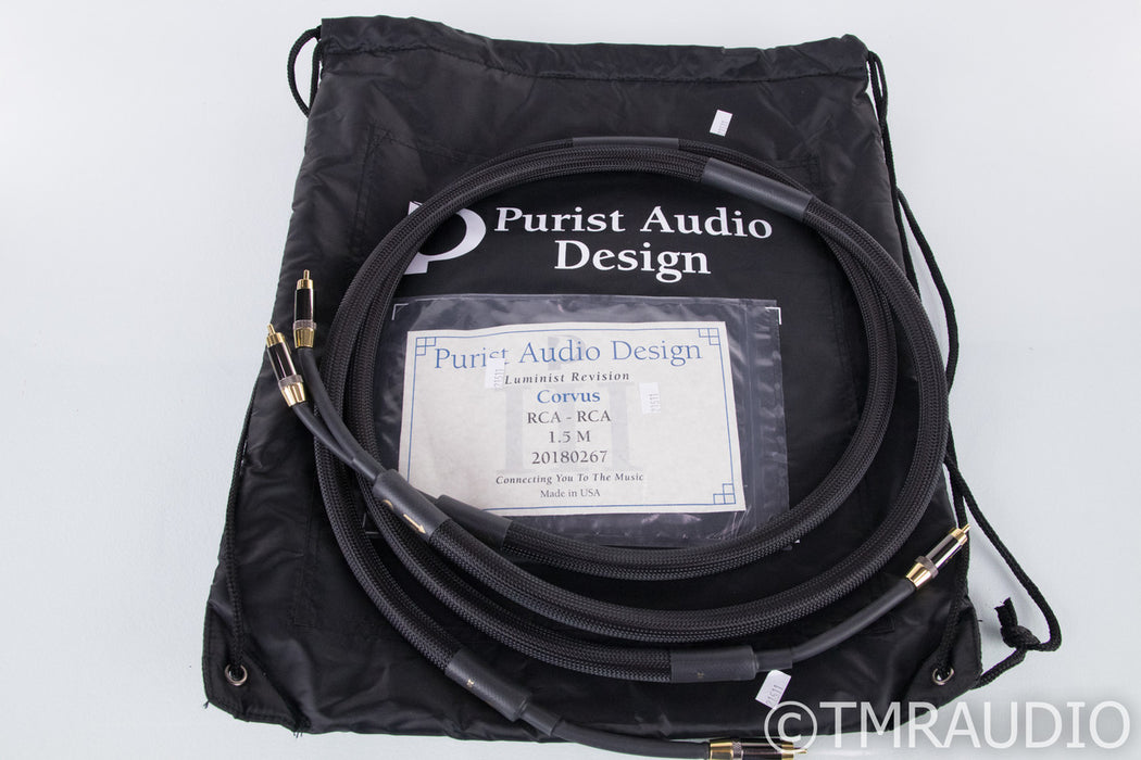 Purist Audio Design Corvus RCA Cables; 1.5m Pair Interconnects; Luminist Rev.