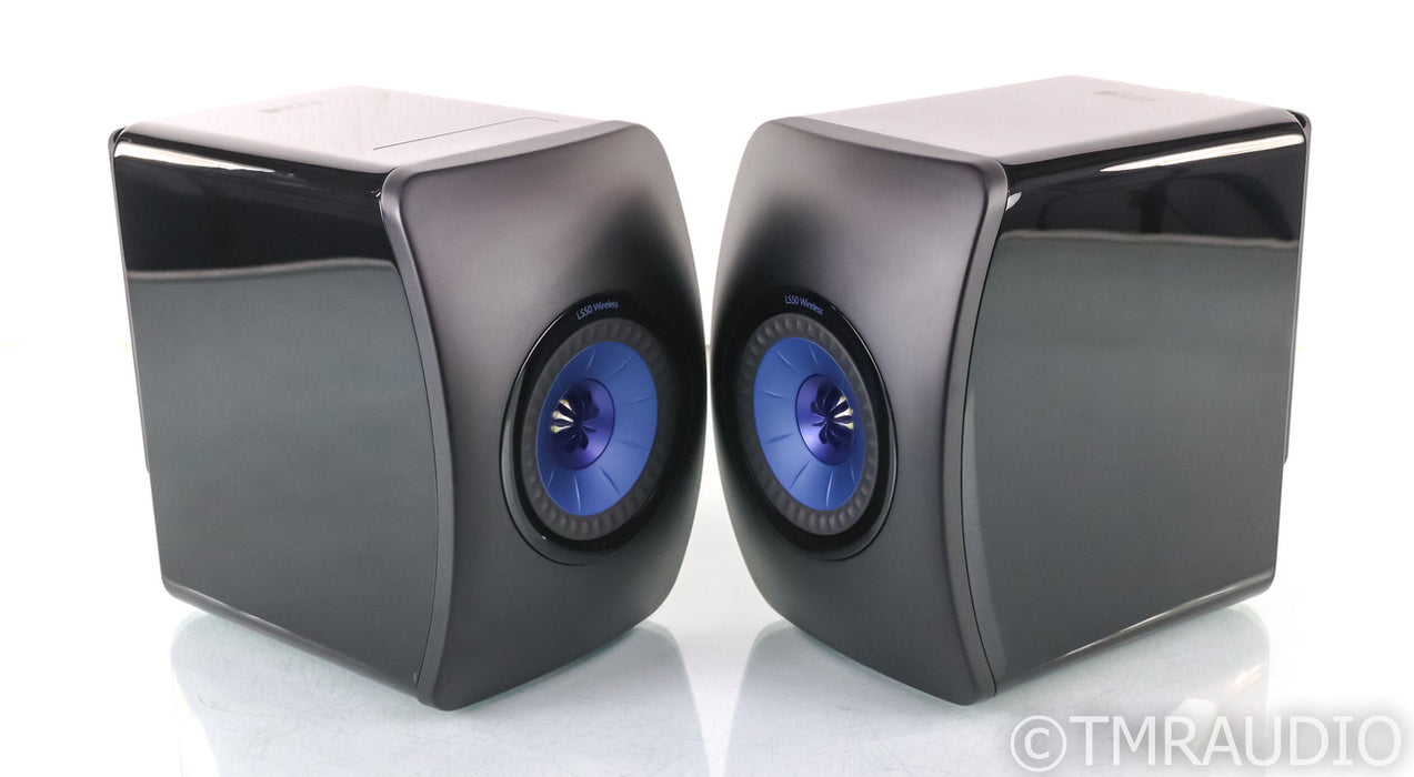 KEF LS50 Wireless Powered Bookshelf Speakers; Gloss Black Pair